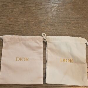 Dior Gold Logo Pouches in White and Cream (BAG canvas 2 Bag)6"×7"